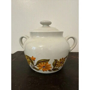Capri Bake Serve‎ 'n Store Stoneware Crock/Casserole w/ Lid Vintage Floral